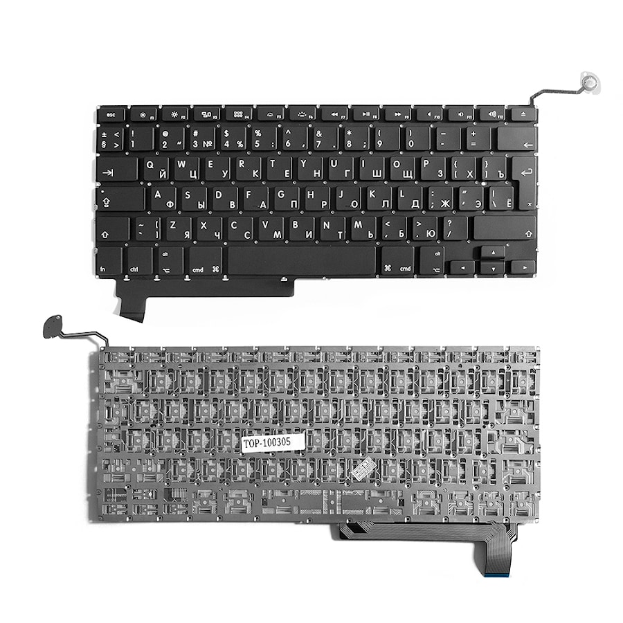 Клавиатура для ноутбука Apple MacBook Pro 15" A1286 Series. Г-образный Enter. Черная, без рамки. PN: A1286.