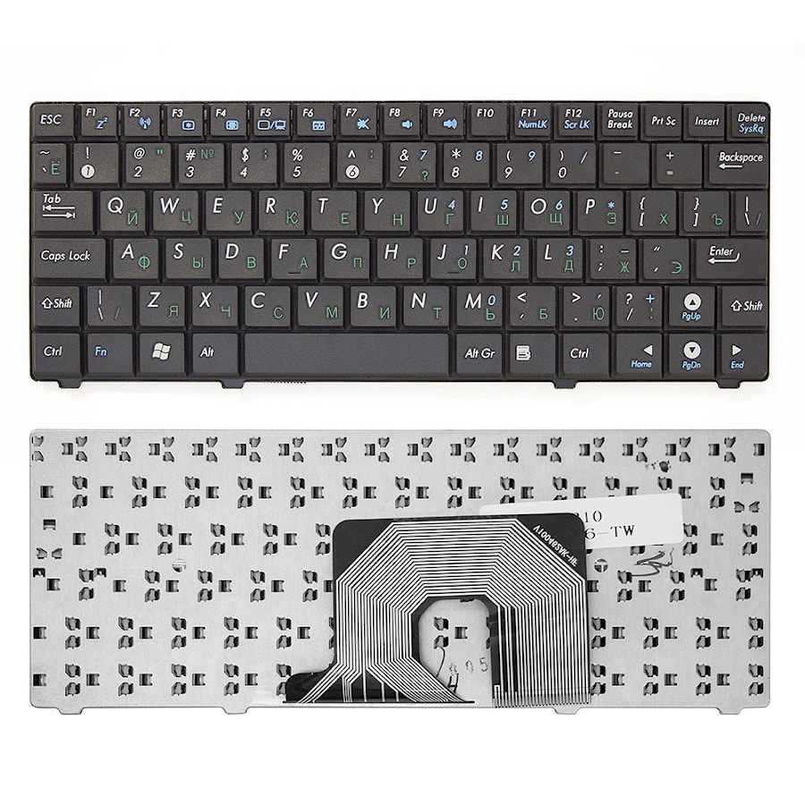 Клавиатура для ноутбука Asus Eee PC T91, 900HA Series. Плоский Enter, Черная без рамки. PN: 04GOA092KUS11, MP-08F43US-5282, V100462AS1.