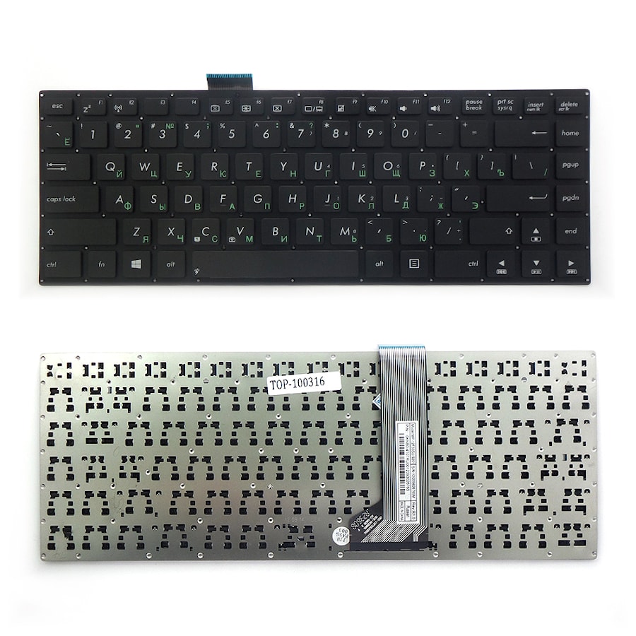 Клавиатура для ноутбука Asus F402, X402, VivoBook S400 Series. Плоский Enter. Черная, без рамки. PN: MP-12F33US-9201, AEXJ7U00010.