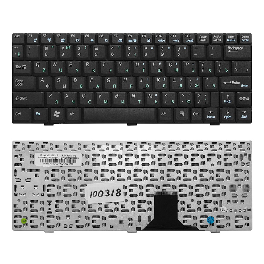 Клавиатура для ноутбука Asus U1, U1F, U1E, U2 U2E Series. Плоский Enter. Черная, без рамки. PN: V021562CK1, 04GNLV1KRU00.