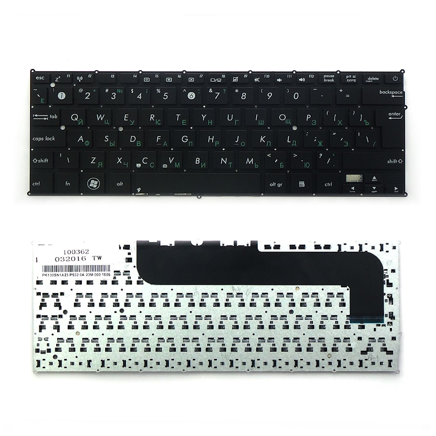 Клавиатура для ноутбука Asus Zenbook UX21, UX21E Series. Г-образный Enter. Черная, без рамки. PN: MP-11A93SU6698, NSK-URG0R.