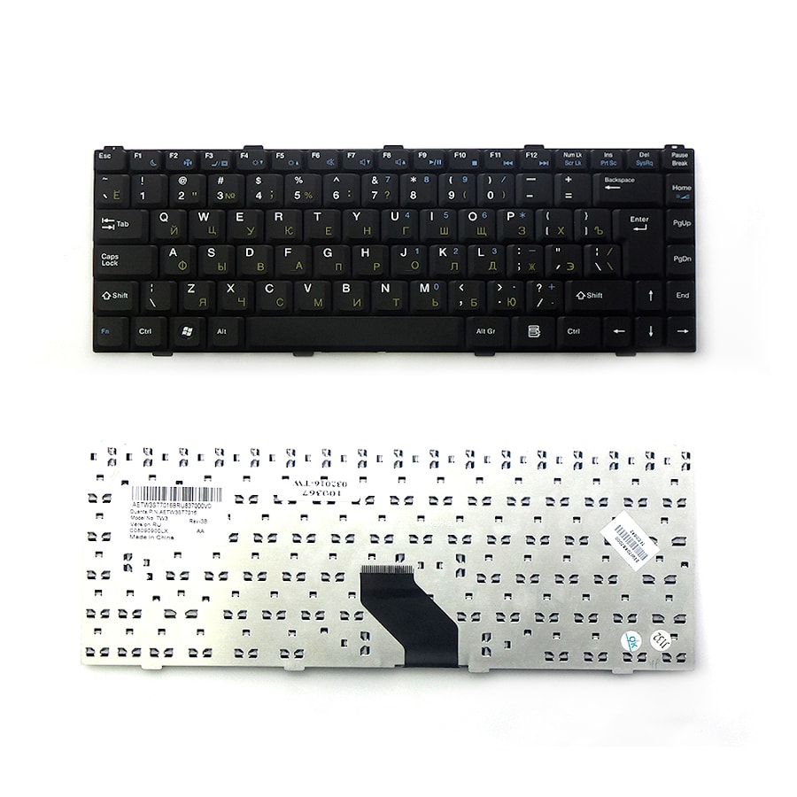 Клавиатура для ноутбука Dell Inspiron 1425, 1427 Series. Г-образный Enter. Черная, без рамки. PN: 0KN0-7X2RU01, PK1301Q0350.