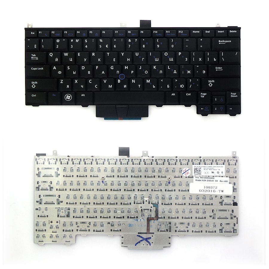 Клавиатура для ноутбука Dell Latitude E4310 Series. Плоский Enter. Черная, без рамки. PN: NSK-DS0UC, PK130AW2A06.
