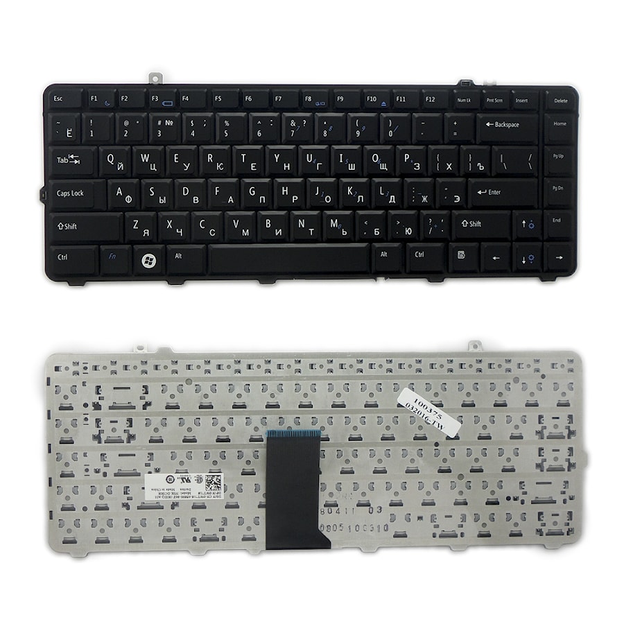 Клавиатура для ноутбука Dell Studio 1555, 1557, 1558, 1535, 1536, 1537, 1538 Series. Плоский Enter. Черная, без рамки. PN: NSK-DCL0R, 9J.N0H82.L0R.