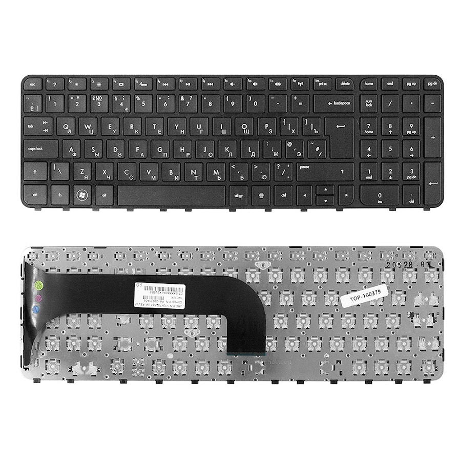 Клавиатура для ноутбука HP Pavilion M6-1000, Envy M6-1000, M6-1100er, M6-1220er Series. плоский Enter. Черная, с черной рамкой. PN: PK130U92B06.