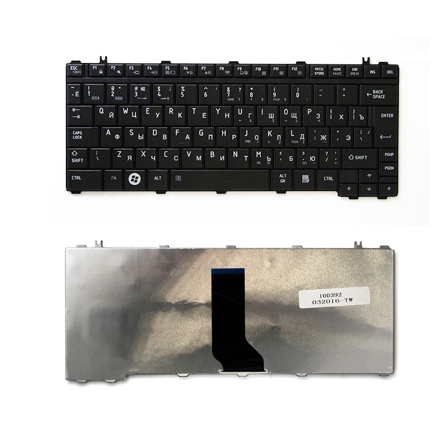 Клавиатура для ноутбука Toshiba Satellite A600, T130, T135, U400, U405, U500 Series. Г-образный Enter. Черная, без рамки. PN: V101462AK1, 0KN0-VG1RU01
