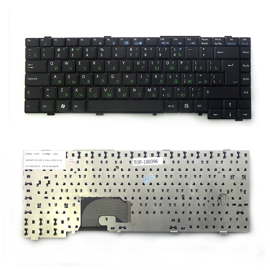 Клавиатура для ноутбука Asus L4, L4R, L4000 Series. Г-образный Enter. Черная, без рамки. PN: 3000190115, 04-N8G1KRUS1.
