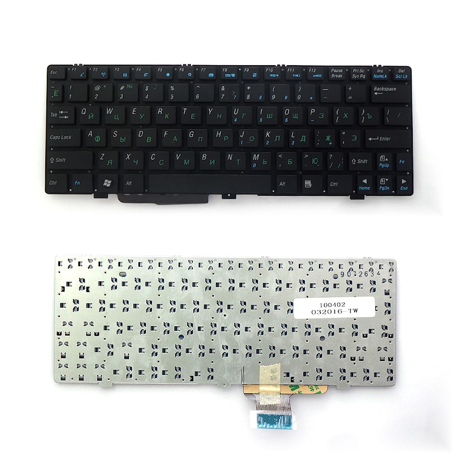 Клавиатура для ноутбука Asus Eee PC 904, 1000, 1000H, 1002H, 1004D, S101 Series. Плоский Enter. Черная, без рамки. PN: NSK-UDU01, 9J.N1N82.501.