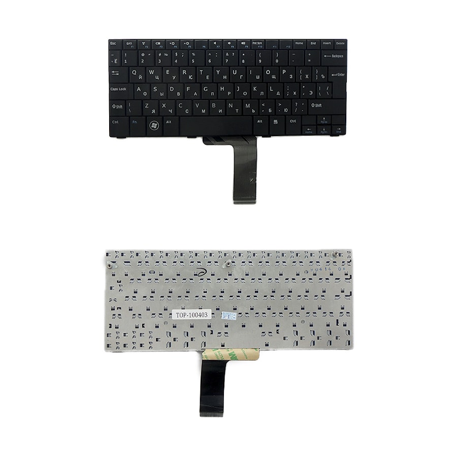 Клавиатура для ноутбука Dell Inspiron Mini 10, 10v, 1010, 1011 Series. Г-образный Enter. Черная, без рамки. PN: 0G276M, PK1306H3A06.