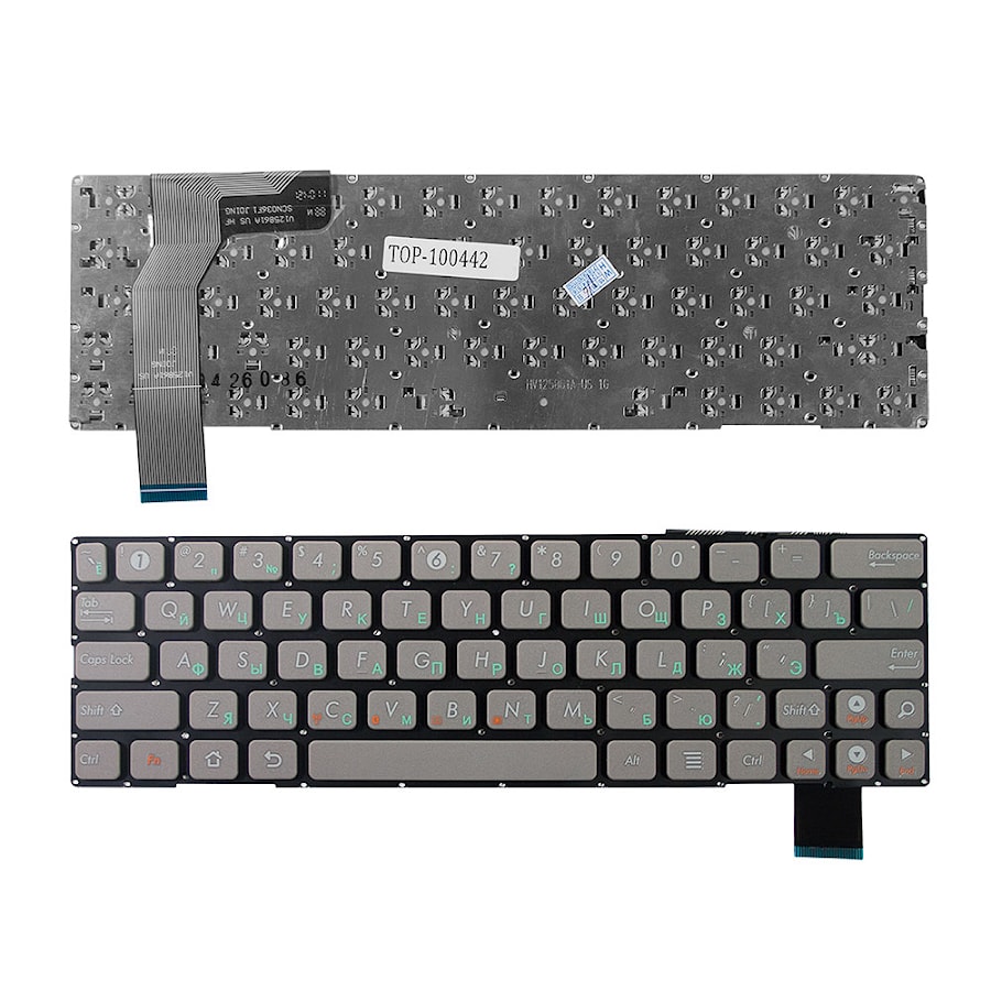Клавиатура для ноутбука Asus Eee Pad SL101 Series. Плоский Enter. Серая, без рамки. PN: V125862AK1, 0KNA-Z71RU01.