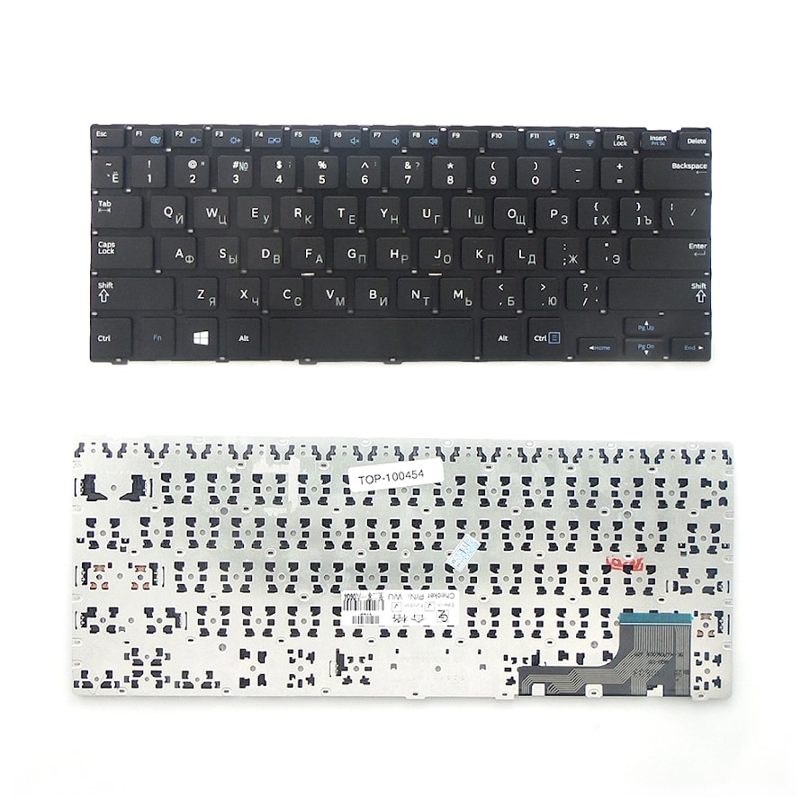 Клавиатура для ноутбука Samsung NP915S3 Series. Плоский Enter. Черная, без рамки. PN: BA59-03783C, BA59-03783D.
