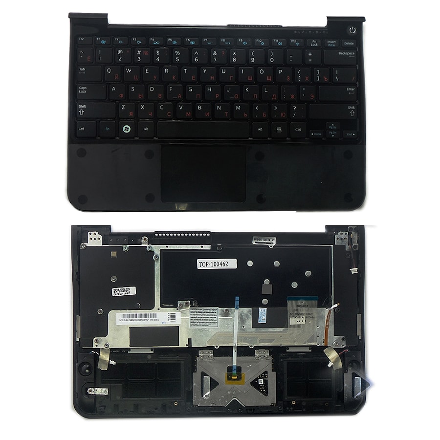 Клавиатура для ноутбука Samsung NP900X1A, NP900X1B Series. Плоский Enter. Черная, c topcase. PN: CNBA5902907, BA75-03221C.