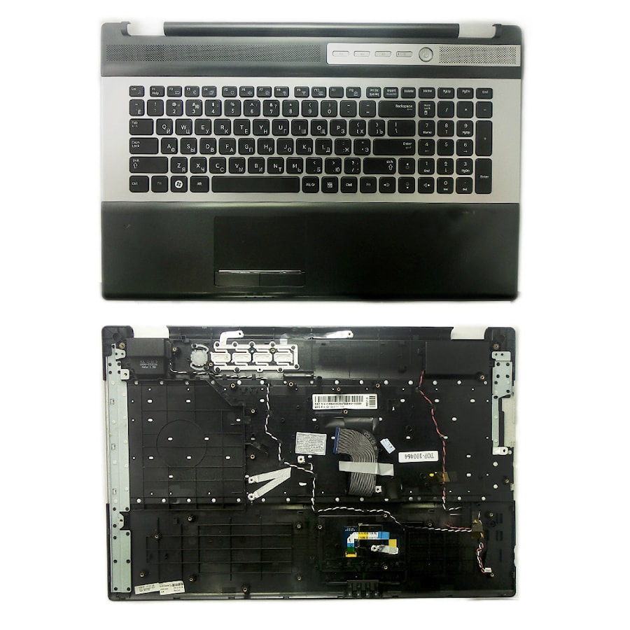 Клавиатура для ноутбука Samsung RC730, NP-RC730-S01RU Series. Плоский Enter. Черная, c topcase. PN: 9Z.N6ASN.00R.