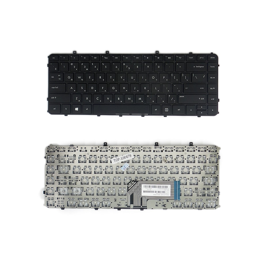 Клавиатура для ноутбука HP Envy 4-1000, 4-1100, 4-1200 Series. Плоский Enter. Черная, с черной рамкой. PN: MP-11M73SU6698, V135002BS1.