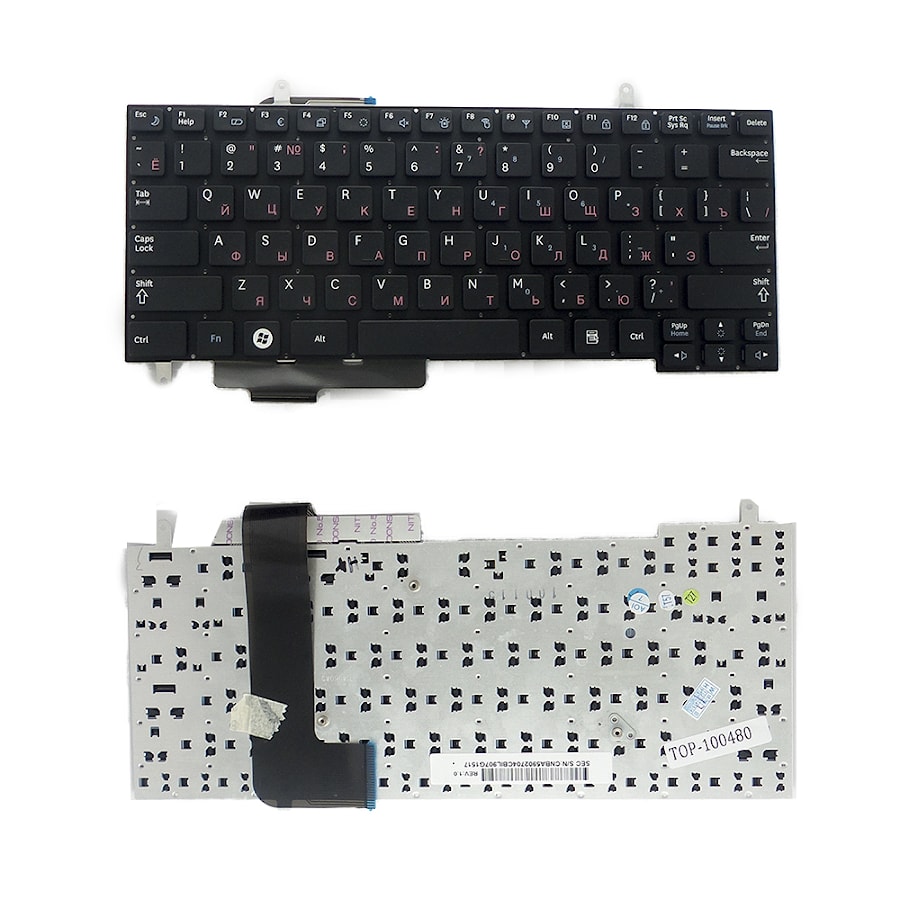 Клавиатура для ноутбука Samsung N210, N220 Series. Плоский Enter. Черная, без рамки. PN: V114060AS1, CNBA5902706AB.