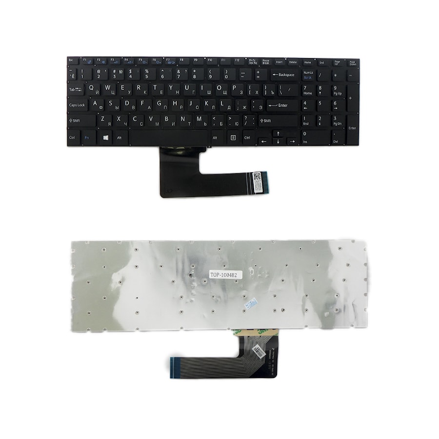 Клавиатура для ноутбука Sony SVF15, SVF152, FIT 15 Series. Плоский Enter. Черная, без рамки. PN: 9Z.NAEBQ.00R, NSK-SN0BQ.