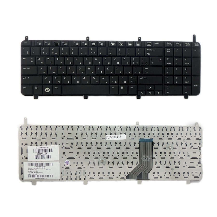 Клавиатура для ноутбука HP Pavilion DV8, DV8-1000 Series. Плоский Enter. Черная, без рамки. PN: 580271-001, AEUT8U00010.