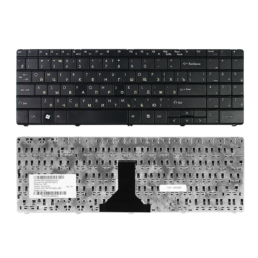 Клавиатура для ноутбука Packard Bell EasyNote ML61, ML65, Etna-GM Series. Плоский Enter. Черная, без рамки. PN: MP-07F36SU-920, MP-07F33SU-920.