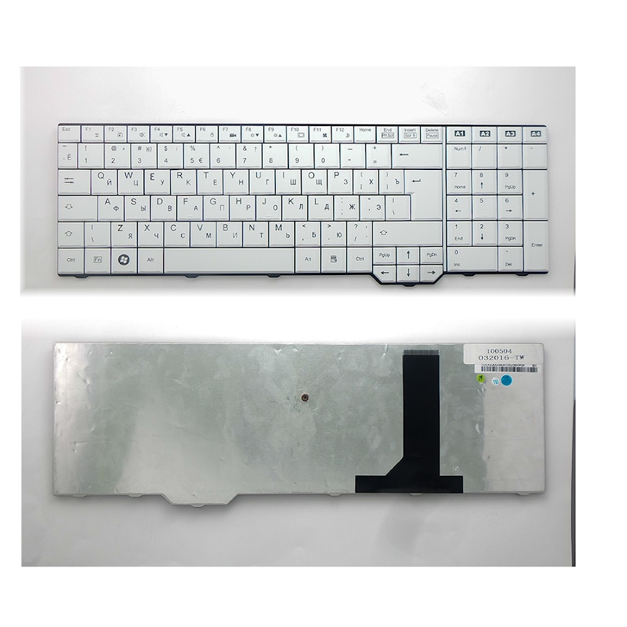Клавиатура для ноутбука Fujitsu-Siemens Amilo Xa3530, Pi3625, Li3910, Xi3650 Series. Г-образный Enter. Белая, без рамки. PN: 080330BK2, 90.4H907.10R.