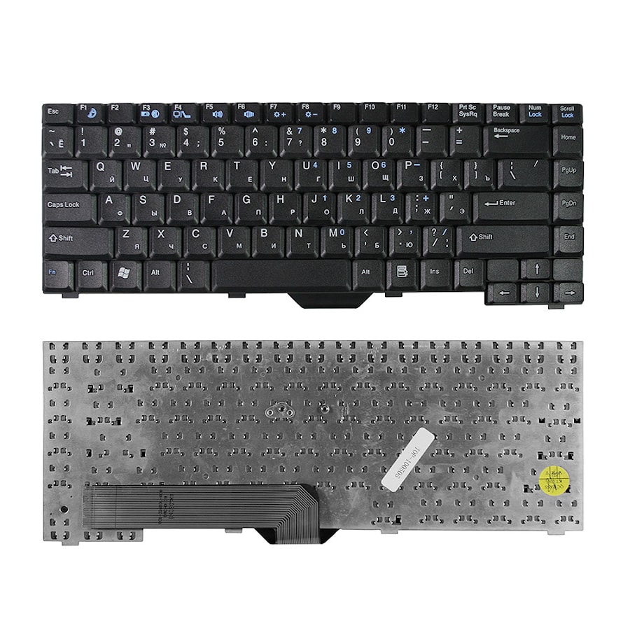 Клавиатура для ноутбука Fujitsu-Siemens Amilo A1667, D6830, M1437, M3438, Pi1536, Pi1556 Series. Плоский Enter. Черная, без рамки. PN: 71GUJ0244-00.
