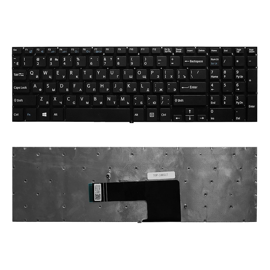 Клавиатура для ноутбука Sony FIT 15, FIT15, SVF15 Series. Плоский Enter. Черная, без рамки. PN: NSK-SN0BQ, AEHK97001103A.
