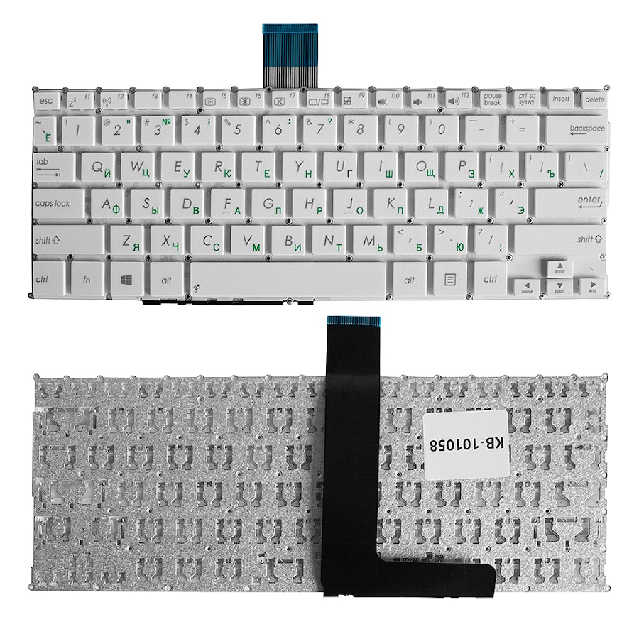 Клавиатура для ноутбука Asus F200CA, F200LA, F200MA, X200CA, X200LA, X200MA Series. Плоский Enter. Белая, без рамки. PN: AEEX8E0110 SG-62500-XUA.