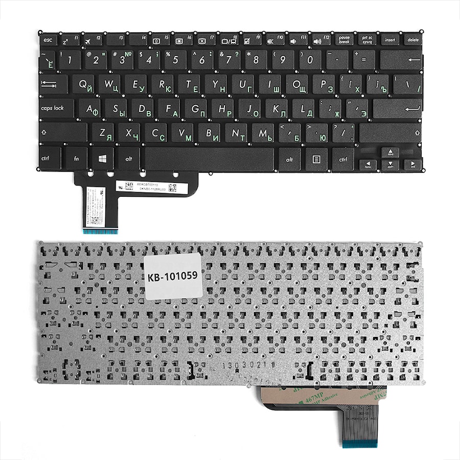 Клавиатура для ноутбука Asus T200, t200t, T200TA Series. Плоский Enter. Черная, без рамки. PN: 0KNB0-1105RU00.