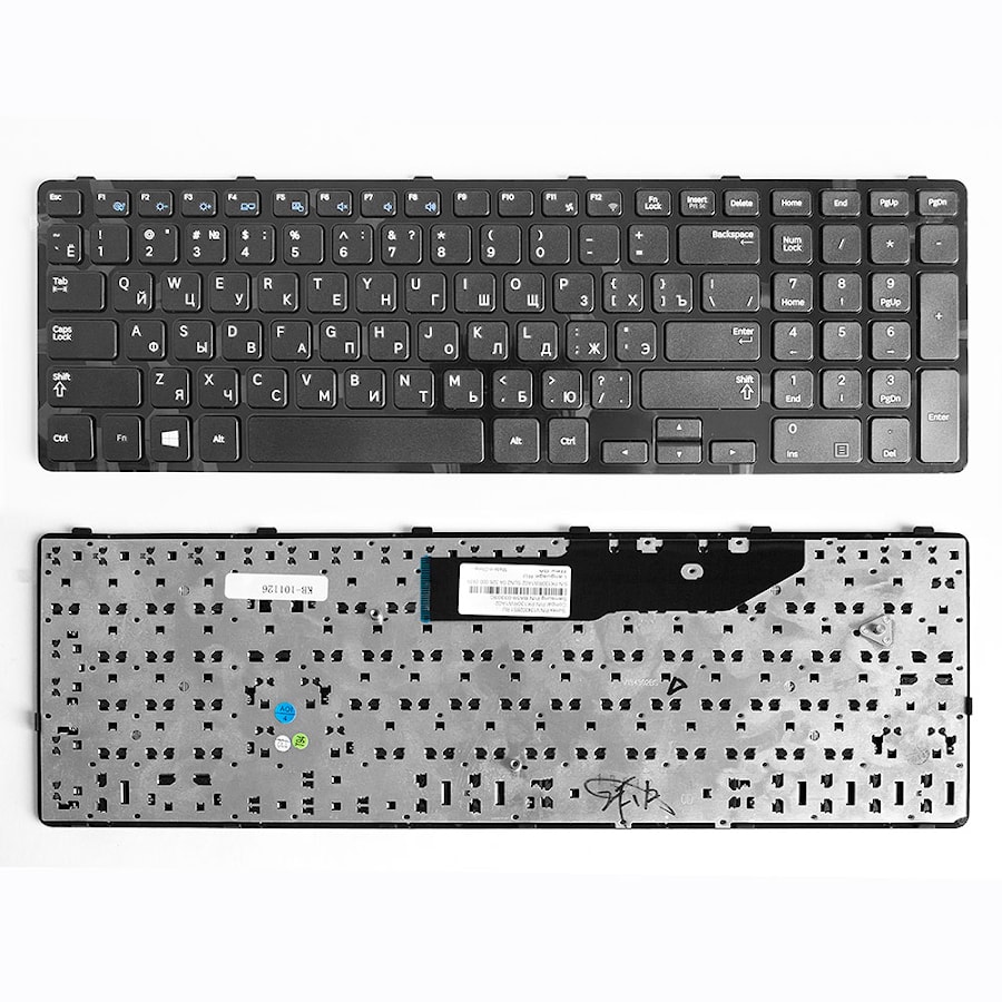 Клавиатура для ноутбука Samsung NP300E7C, NP350E7C, NP355E7C, черная, с рамкой