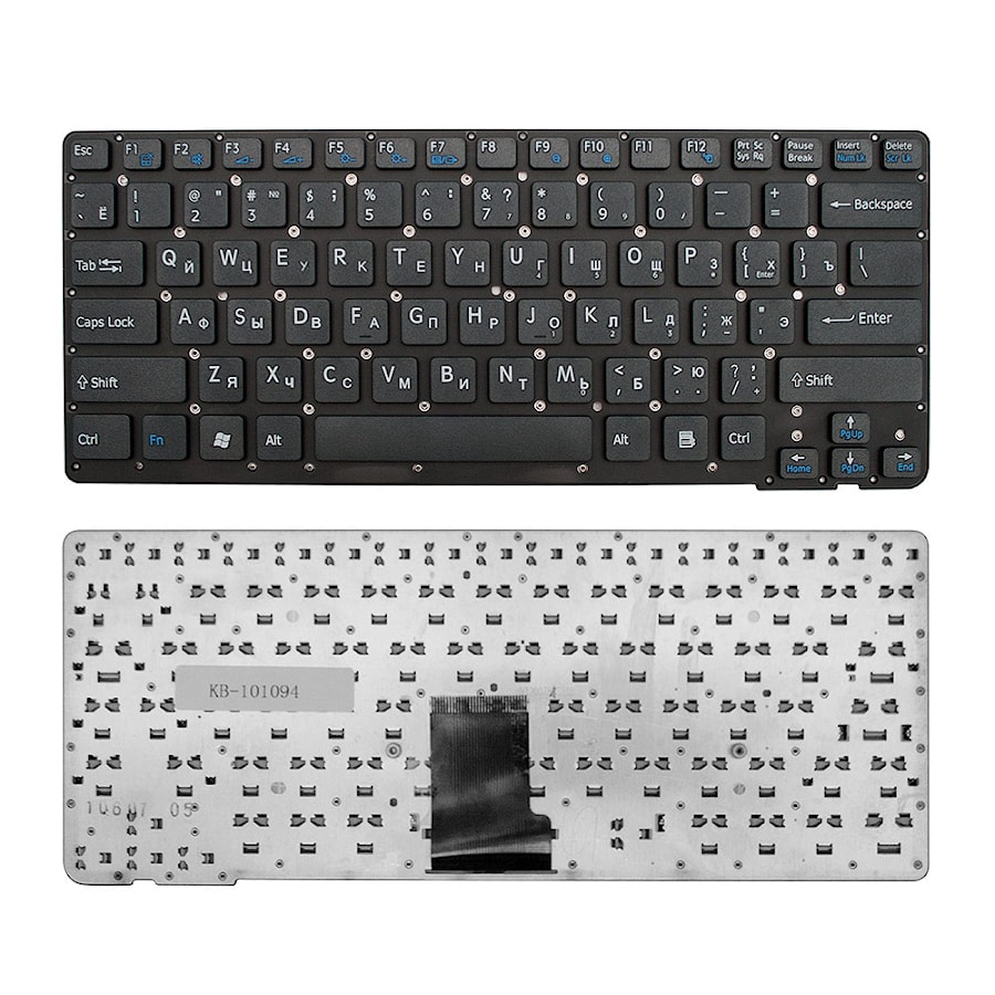 Клавиатура для ноутбука Sony Vaio VPC-CA, VPCCA, VPC-SA, VPCSA Series. Плоский Enter. Черная, без рамки. PN: 9Z.N6BBF.A0R, 148954121.