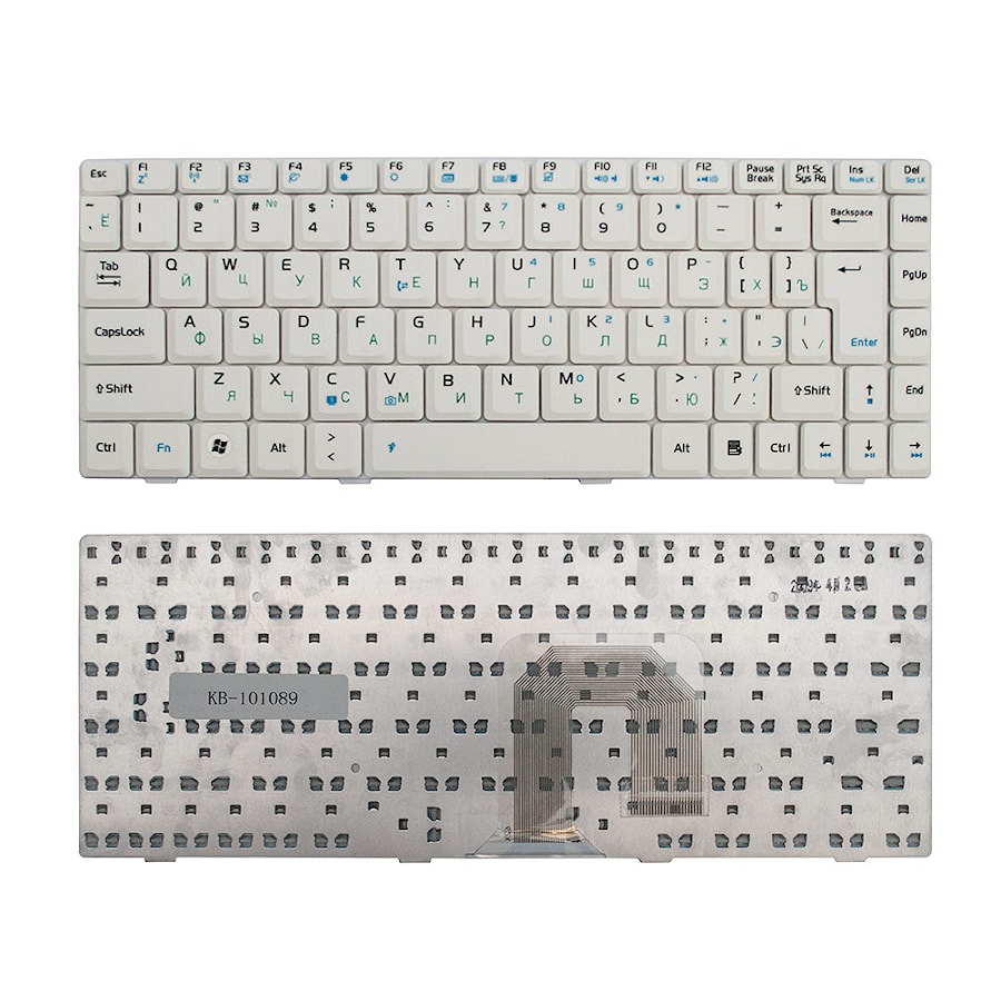 Клавиатура для ноутбука Asus U3, U6, F9, F6, F6A Series. Г-образный Enter. Белая, без рамки. PN: K030462Q1, 04GNER1KRU00.