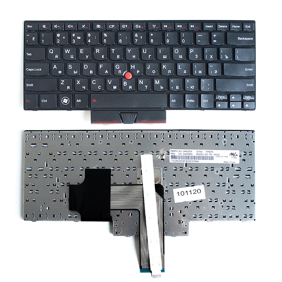 Клавиатура для ноутбука Lenovo Edge E320, E325, E420, E425 Series. Плоский Enter. Черная, с черной рамкой. PN: 04W0800, 04W0823.