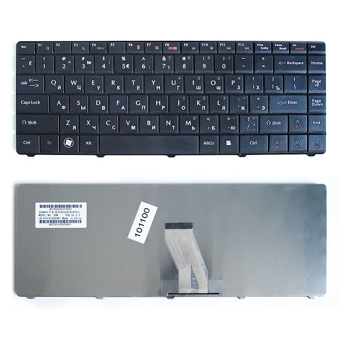 Клавиатура для ноутбука Acer eMachines D525, D725 Aspire 4332, 4732 Series. Плоский Enter. Черная, без рамки. PN: AE30255TI, NSK-GEA1D.