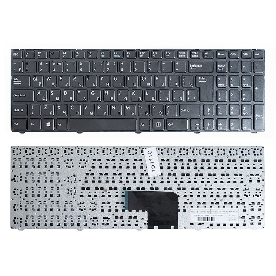 Клавиатура для ноутбука DNS Pegatron C15, C17 Series. Г-образный Enter. Черная, с черной рамкой. PN: MP-13A83SU-5283, 0KN0-CN4RU12.