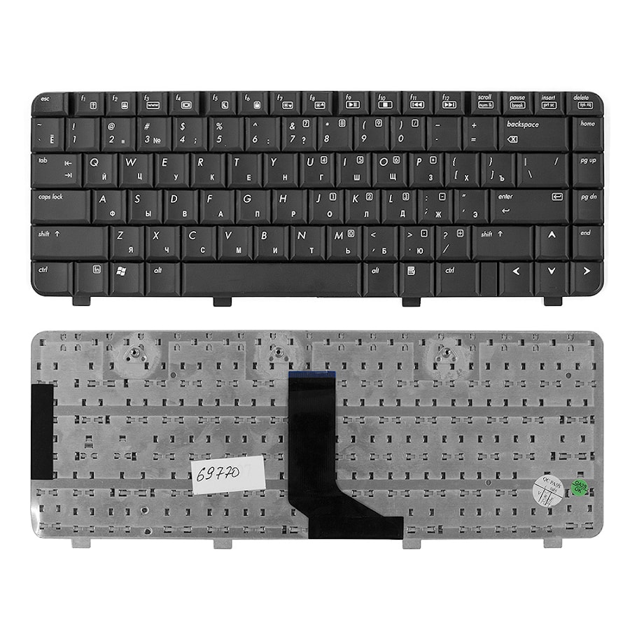 Клавиатура для ноутбука HP Pavilion DV2000, Compaq Presario V3000 Series. Плоский Enter. Черная без рамки. PN: NSK-H520R, 9J.N8682.20R.