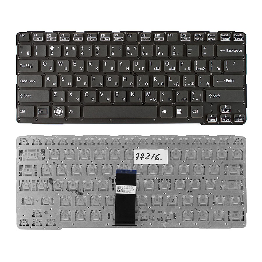 Клавиатура для ноутбука Sony Vaio SVE14A Series. Плоский Enter. Черная, без рамки. PN: 9Z.N6BBF.D0R, NSK-SDDBF 0R.