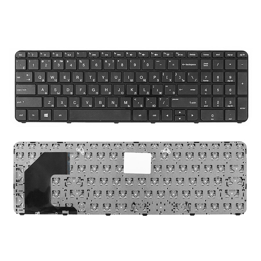 Клавиатура для ноутбука HP Pavilion Envy 15-b, Sleekbook 15, TouchSmart 15-b100 Series. Плоский Enter. Черная, с черной рамкой. PN: 703915-251.