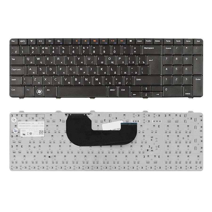 Клавиатура для ноутбука Dell Inspiron N7010, 17R Series. Г-образный Enter. Черная, без рамки. PN: AEUM9K00020, 05NVKG.