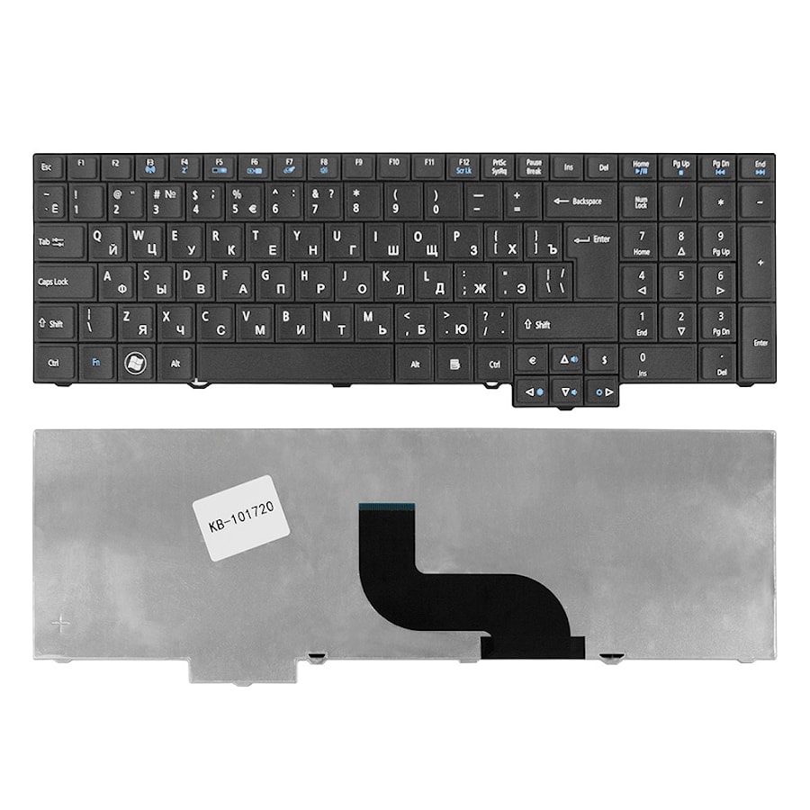 Клавиатура для ноутбука Acer TravelMate 5760, 5760G, 5760Z, 5760ZG, 6595TG Series. Г-образный Enter. Черная, без рамки. PN: 9Z.N6SSQ.00R, ZRJ.