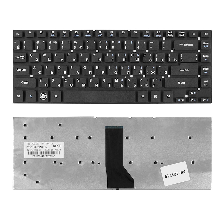 Клавиатура для ноутбука Acer Aspire 3830, 4830, 4755 Series. Г-образный Enter. Черная, без рамки. PN: KBI140A292, KBI140G260.