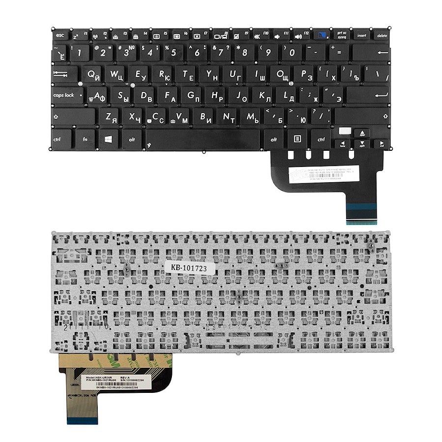 Клавиатура для ноутбука Asus Taichi 21, X201E Series. Плоский Enter. Черная, без рамки. PN: 0KN0-1121UI00, 0KN0-NB1RU13.