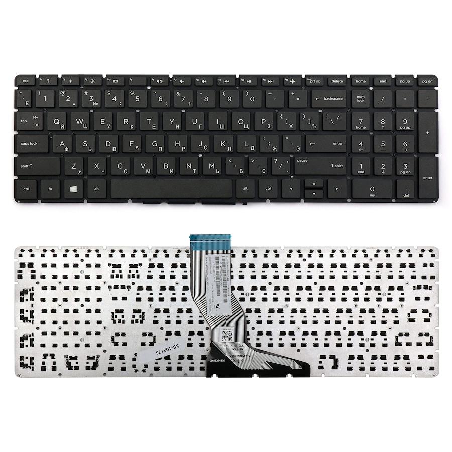 Клавиатура для ноутбука HP Pavilion 250 G6, 255 G6, 15-BS, 15-BS015DX Series. Плоский Enter. Черная, без топкейса. Руссифицированая. PN: 925008-001, P