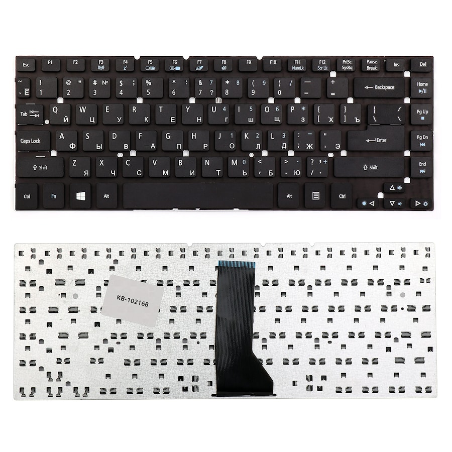 Клавиатура для ноутбука Acer Aspire 422, 3830, 4830T, TimelineX 3830TG Series. Плоский Enter. Черная, без рамки. PN: MP-10K23U4-4421, MP-10K26SU-442.