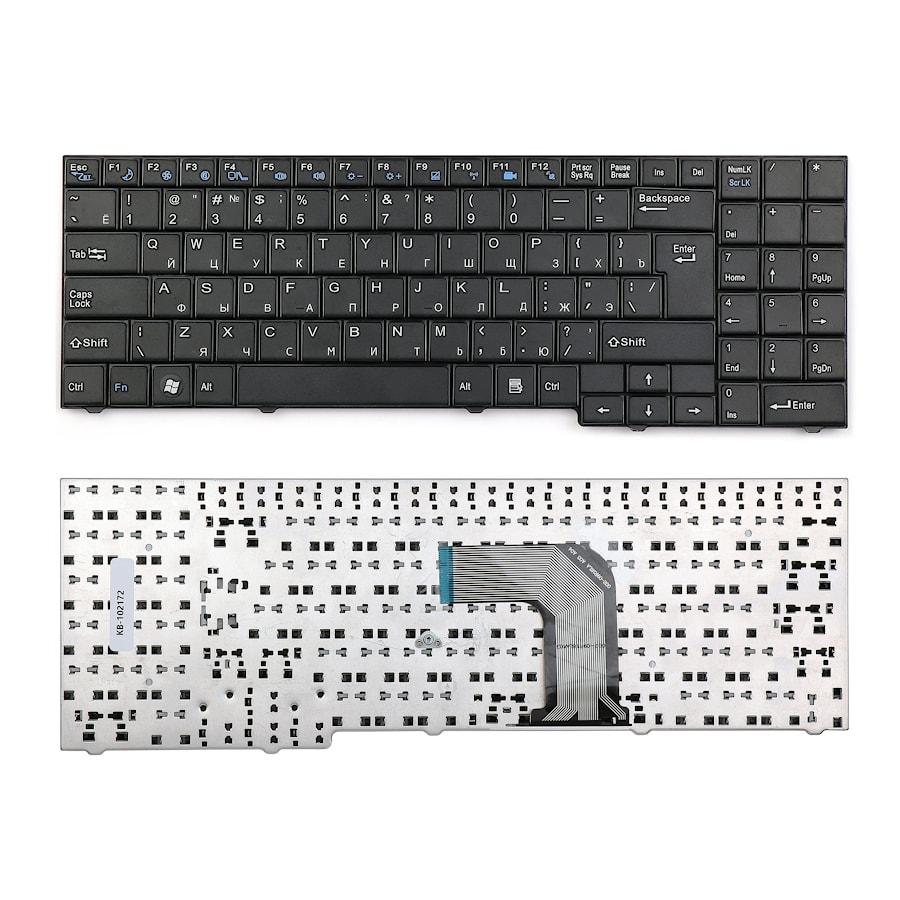 Клавиатура для ноутбука DNS ECS MB50, MB50II, MB50IA1 Series. Г-образный enter. Черная, без рамки. PN: 82B382-FM2028, MP-09R16SU-3603.
