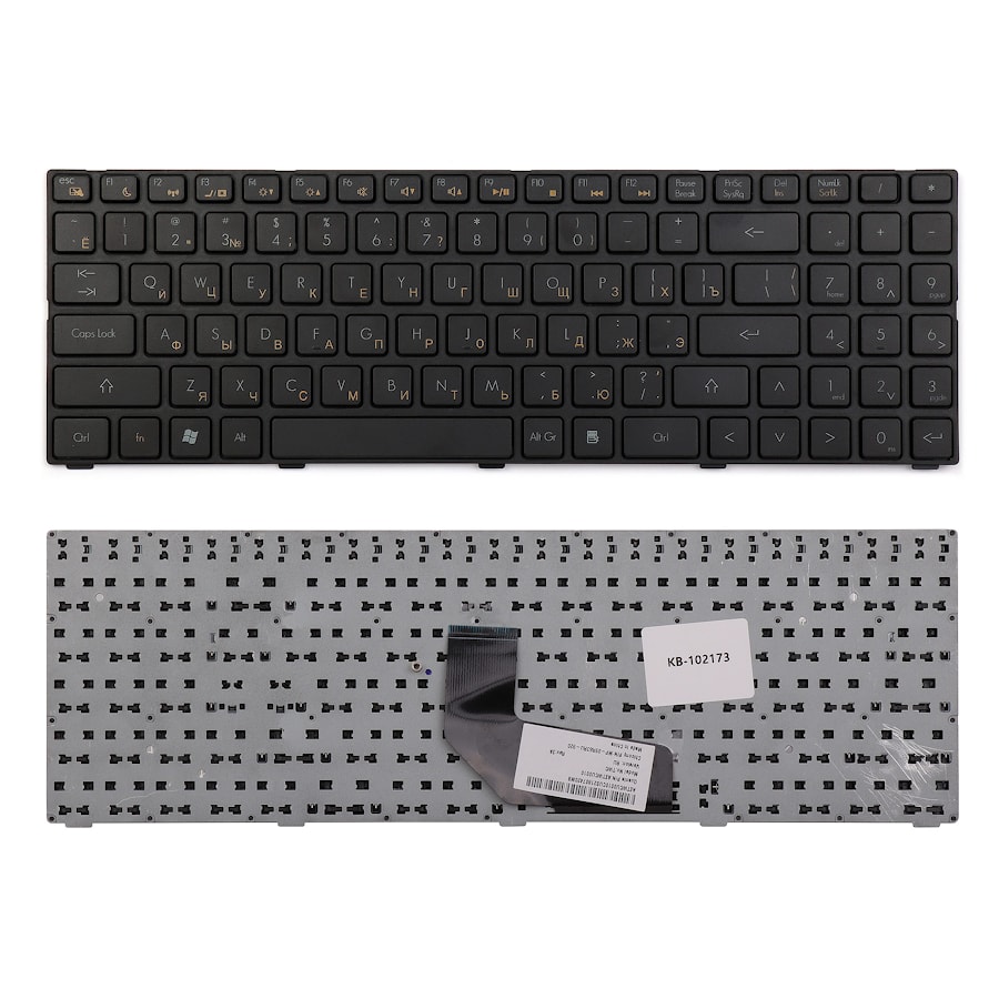 Клавиатура для ноутбука DNS 0158644, 0162830, TWC 580 Series. Плоский Enter. Черная, с рамкой. PN: TWC-N13P-GS, AETWC700010.