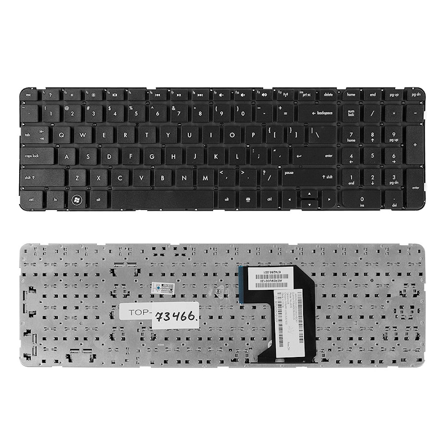 Клавиатура для ноутбука HP Pavilion G7-2000, G7-2100, G7-2200, G7-2300 Series. Плоский Enter. Черная, без рамки. US. PN: MP-11N13US-920, 674286-001.