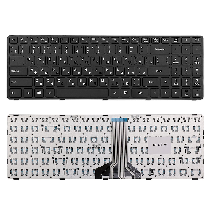 Клавиатура для ноутбука Lenovo Ideapad 100-15, 100-15IBD Series. Плоский Enter. Черная, с рамкой. PN: SN20J78609, 6385H, PK1310E1A00.