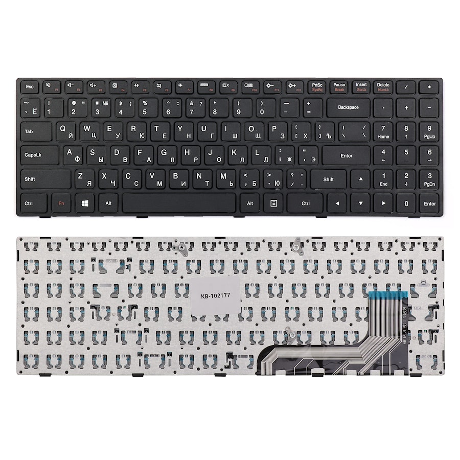 Клавиатура для ноутбука Lenovo 100-15IBY, 100-15, 300-15, B5010, B50-10 Series. Плоский Enter. Черная, с рамкой. PN: 6385H-RU, 5N20H52634, NSK-BR0SN.