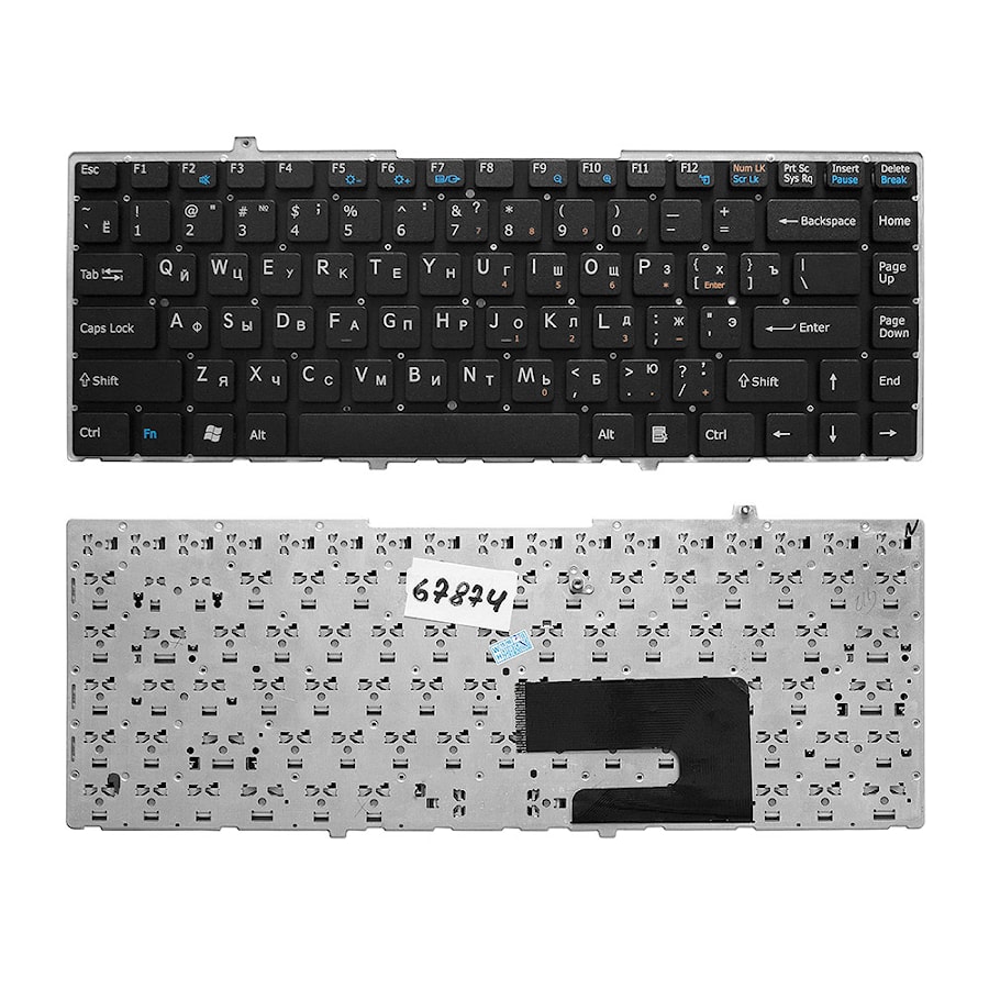 Клавиатура для ноутбука Sony Vaio VGN-FW, VGNFW Series. Плоский Enter. Черная без рамки. PN: 148084121, NSK-S810R.