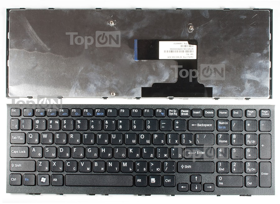 Клавиатура для ноутбука Sony Vaio VPC-EL Series. Черная, с черной рамкой.