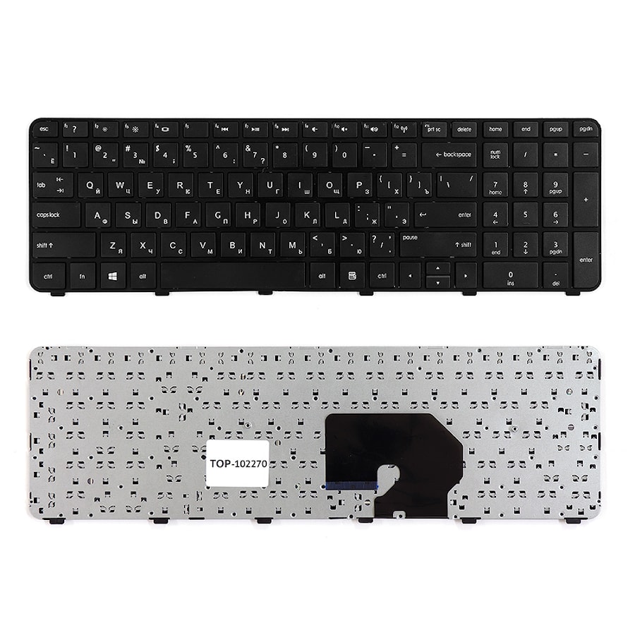 Клавиатура для ноутбука HP Pavilion DV7-6000, DV7-6100, DV7-6b00, DV7-6c00 Series. Плоский Enter. Черная, с черной рамкой. PN: 2B-03916W601.